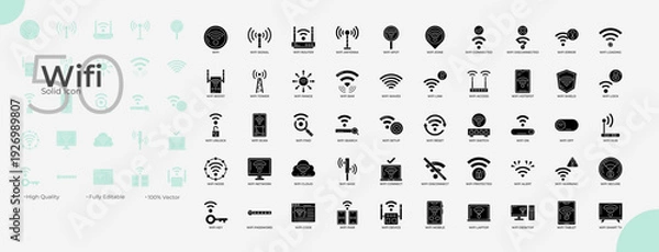 Obraz Wifi Solid Editable Icons set