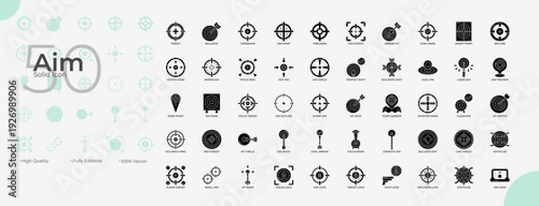Obraz Aim Solid Editable Icons set