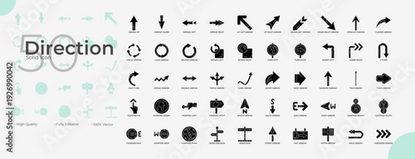 Obraz Direction Solid Editable Icons set