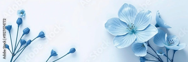 Obraz Blue Flowers On A Blank Background
