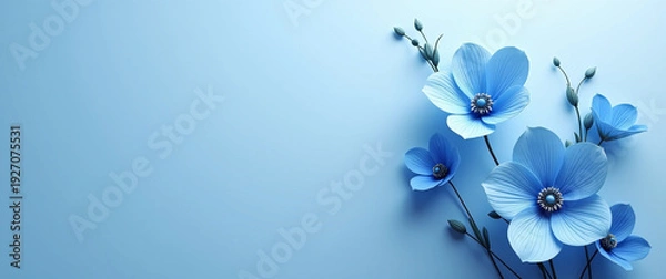 Obraz Blue Flowers On A Blank Background