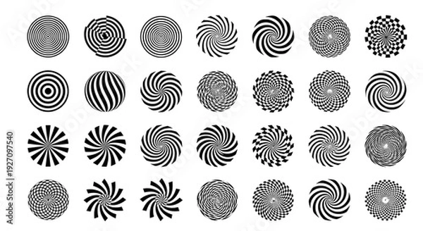 Obraz Spiral and swirl circular patterns set on white background