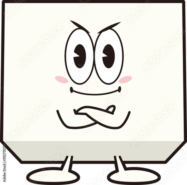 Obraz 腕組みしている豆腐のキャラクター