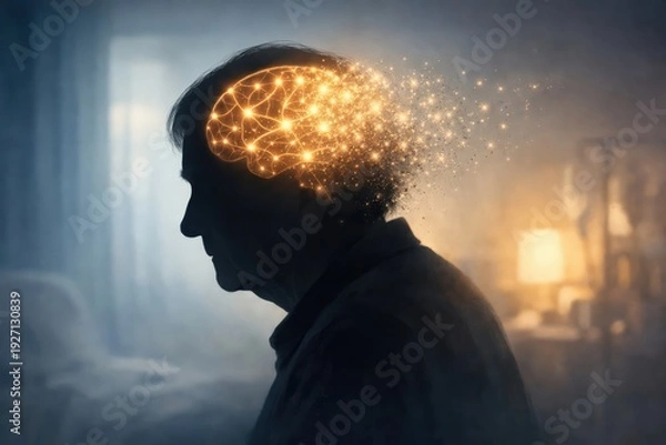 Obraz Human Brain Concept With Neural Light Connection