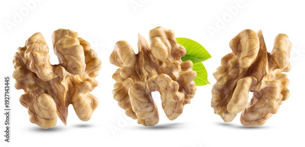 Obraz Walnuts kernel in closeup on white background