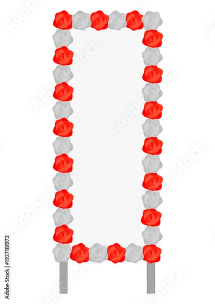 Obraz 紅白の花の付いた細い立て看板のイラスト

