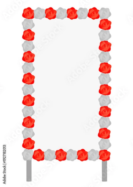 Obraz 紅白の花の付いた大きい立て看板のイラスト