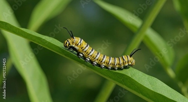 Obraz Monarch caterpillar on a leaf