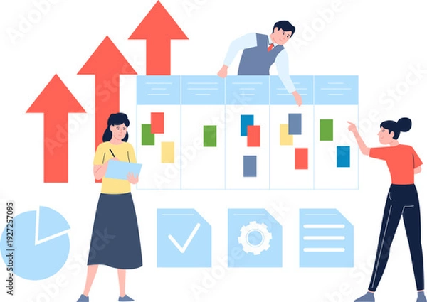 Obraz Effective project management. Team work with planning board