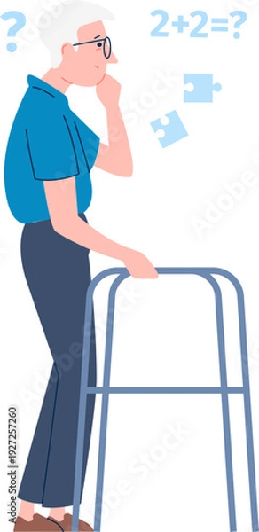 Obraz Mental difficulties symptom. Aged man with cognitive problem