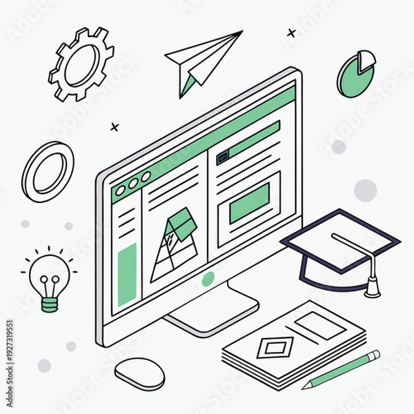 Obraz Minimalist icon depicting a vector file with subtle design elements