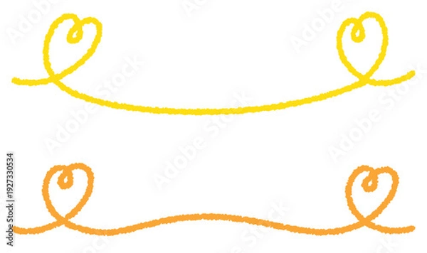 Obraz かわいいハートのクレヨンアンダーライン/イエロー