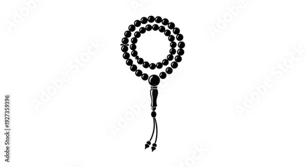 Obraz Black Prayer Beads on White Background 6.