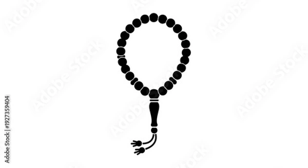 Obraz Black Prayer Beads on White Background 7.