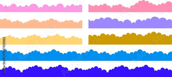Obraz Colorful cloud border collection vector, simple flat scalloped edge design set