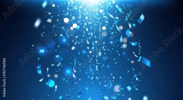 Obraz A vibrant blue background with confetti and light effects