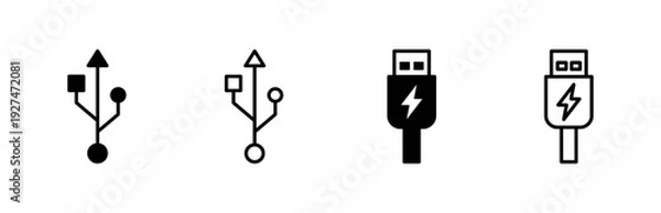 Obraz Usb icon set. Flash disk icon vector
