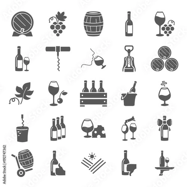 Fototapeta Wine simple icons set for web and mobile design