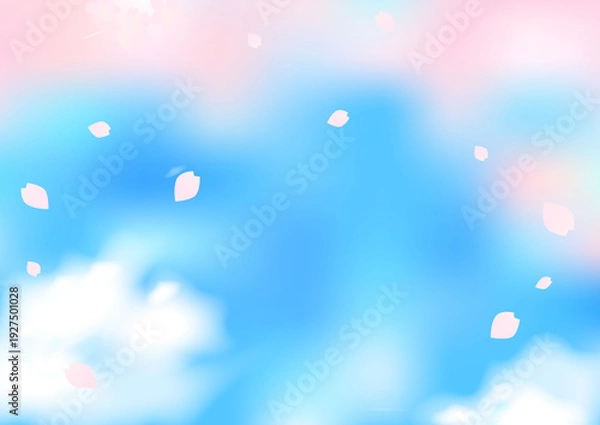 Obraz 桜の花びら舞う空の背景