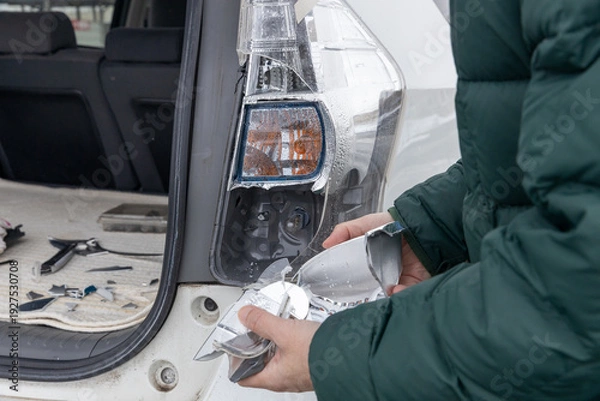 Obraz 破損した自動車のテールライト