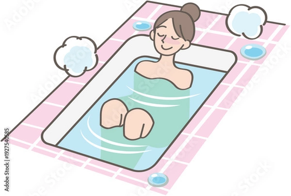 Obraz バスタブに浸かる人