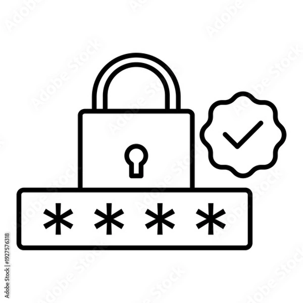 Obraz verified password line icon with editable stroke
