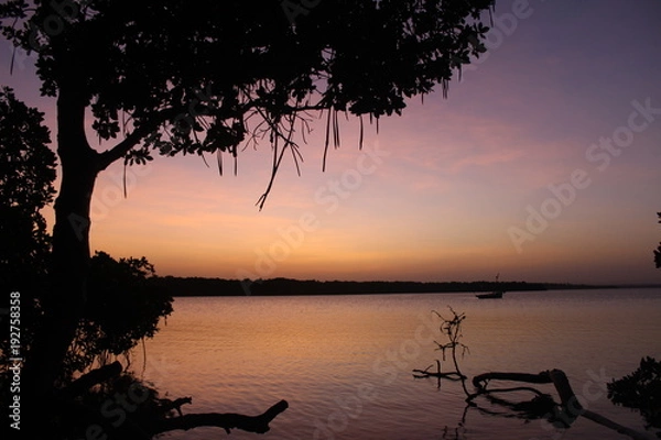 Fototapeta Zachód słońca w Kenii - Mida Creek w Watamu