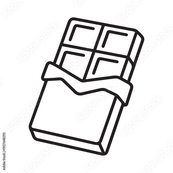 Fototapeta Vector linear chocolate bar in unfolded packaging