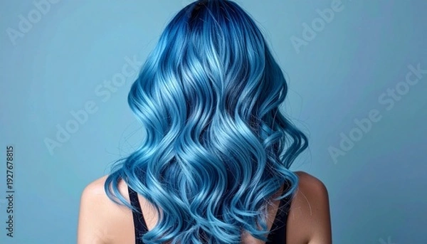 Fototapeta 綺麗な青髪　後ろ姿