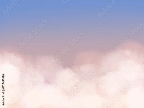 Obraz 手描き風の夕焼け空と雲の背景素材