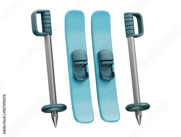 Obraz Ski icon 3d render illustration 