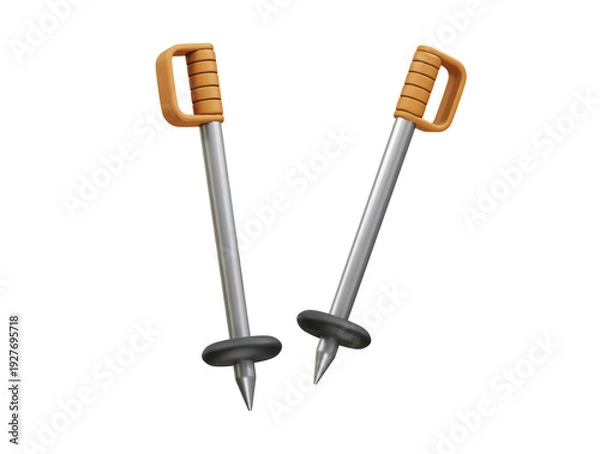 Obraz Ski Poles icon 3d render illustration