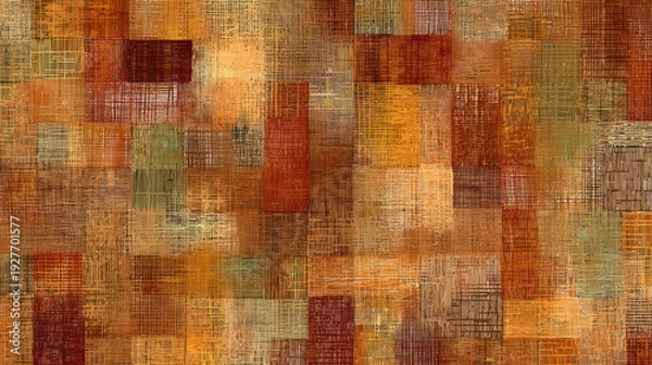 Obraz Abstract Golden Textured Background with Geometric Grid Pattern, AI Generative