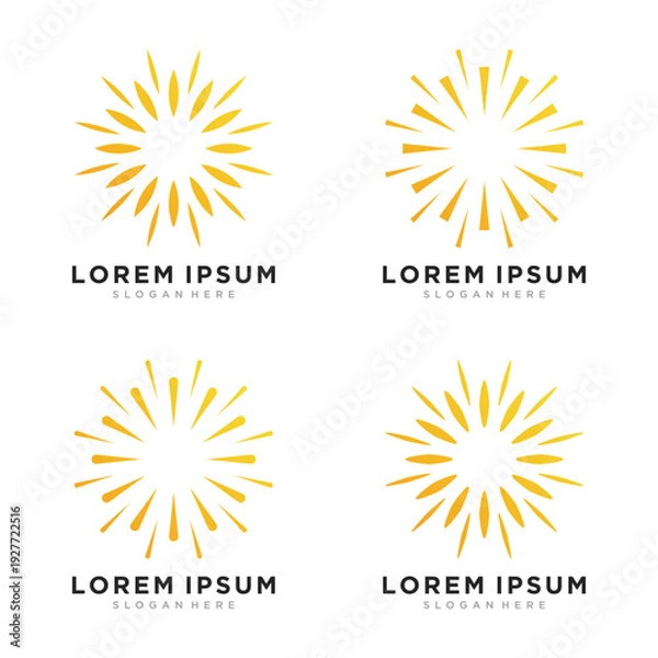 Obraz Sunburst logo with yellow rays collection