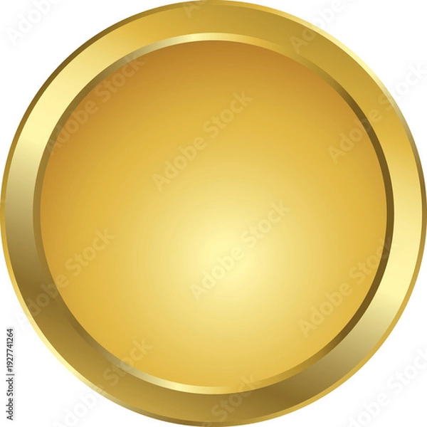 Obraz golden button isolated on white background