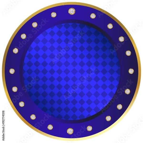 Obraz blue round button with white background