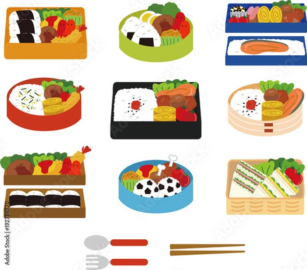 Obraz お弁当のイラストセット