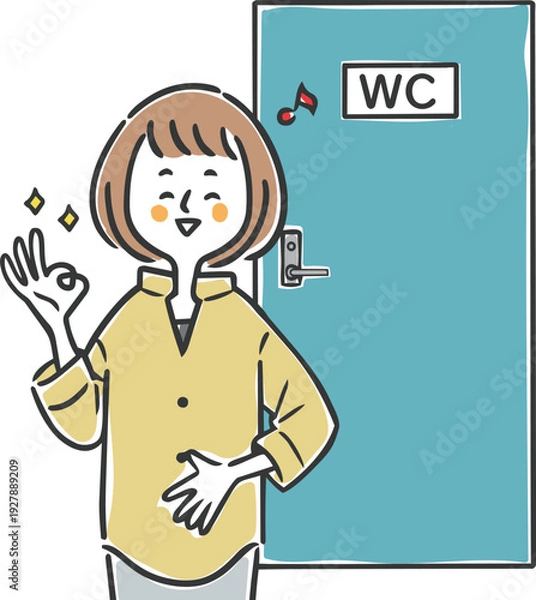 Obraz トイレですっきりした女性　上半身　ベクター