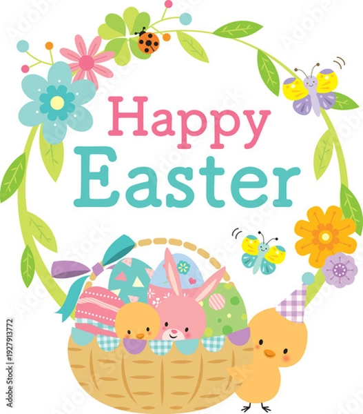 Obraz かわいいイースターのタイトルイラスト