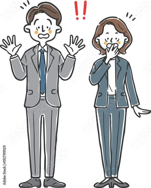 Obraz びっくりしているビジネスパーソン　全身　ベクター
