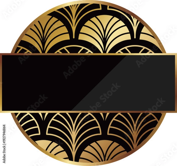 Obraz 高級感のあるアールデコ風フレーム　ブラック＆ゴールド