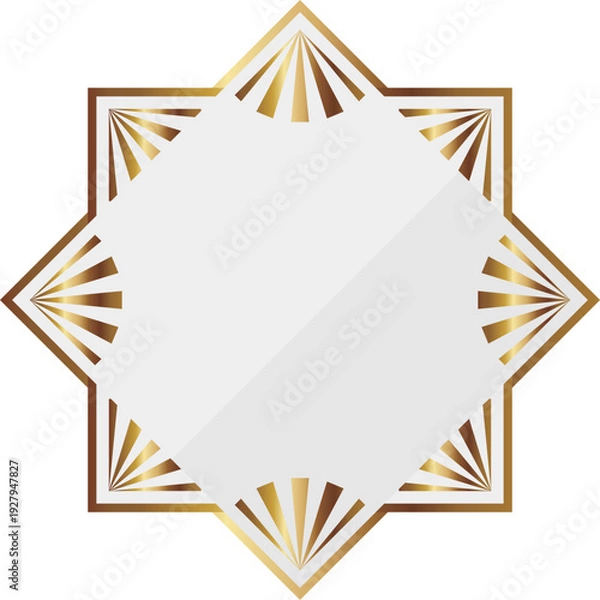 Obraz 高級感のあるアールデコ風フレーム　ホワイト＆ゴールド