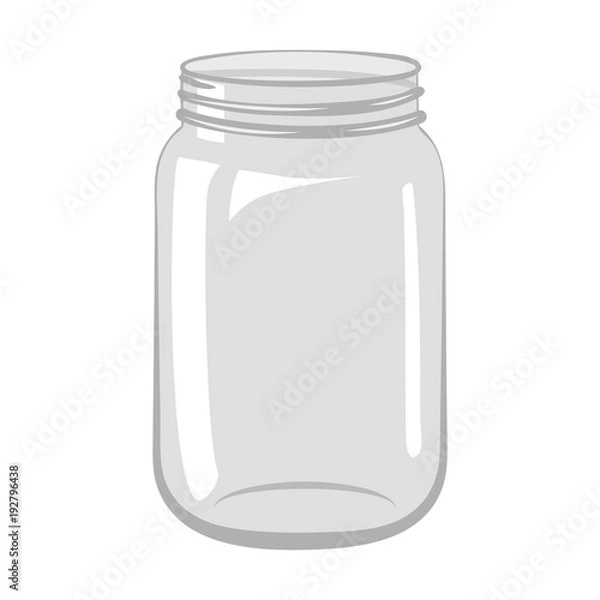 Fototapeta Empty open glass jar isolated on white background.