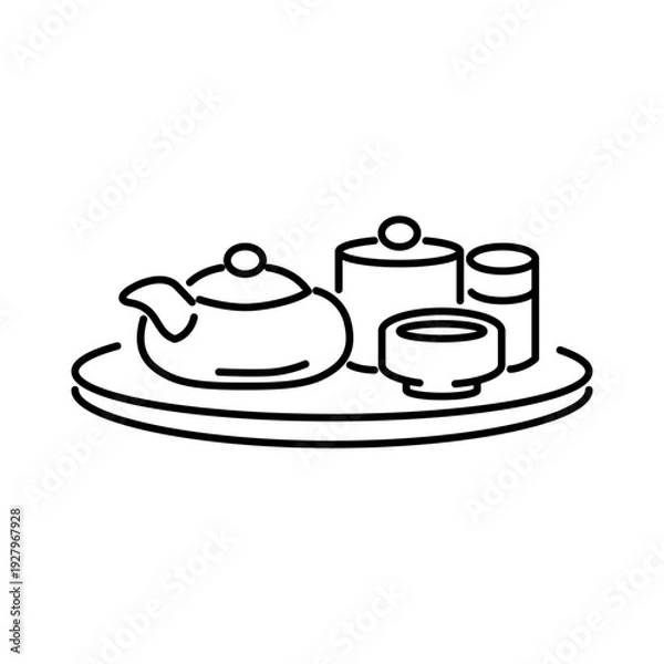 Obraz お茶セットをモチーフにしたアイコン