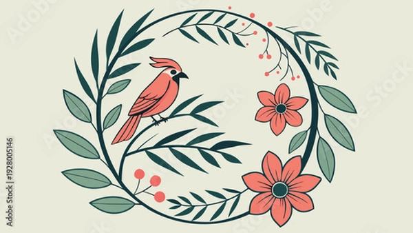 Obraz floral background with bird