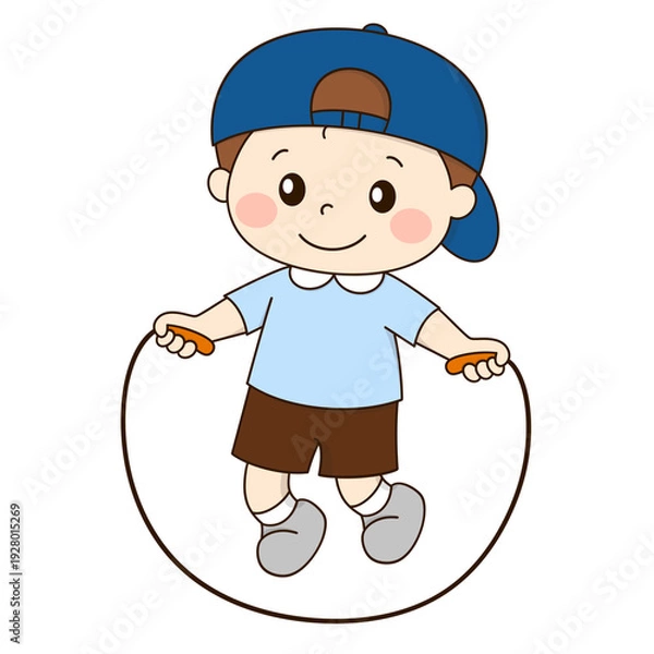 Fototapeta boy jumping rope