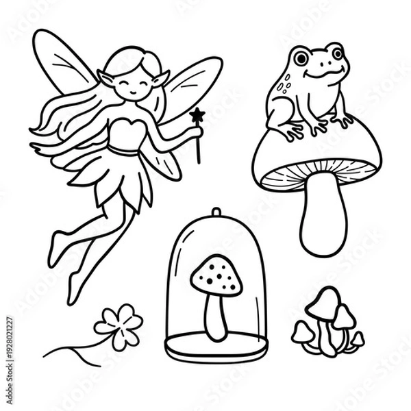 Obraz Magic fairy core vector illustration set