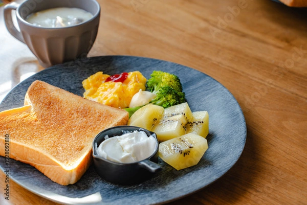 Obraz トーストの朝食プレート