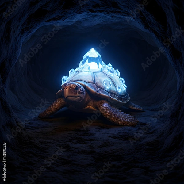 Obraz Glowing Turtle in Dark Tunnel