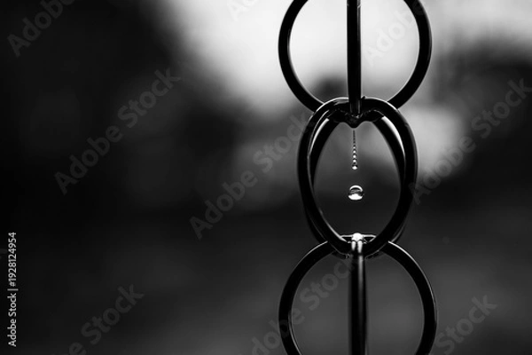 Obraz 鎖から落ちる水滴のモノクロ表現